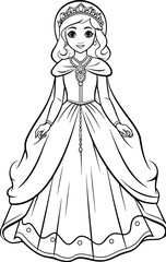 Fototapeta premium Cute princess outline drawing