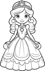 Cute princess outline drawing