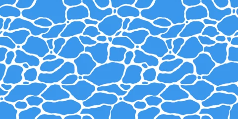 Foto op Canvas Quiet clear blue water surface seamless pattern illustration. Modern flat cartoon background design of beach or pool with tranquil turquoise ripples. Summer vacation backdrop. © Dedraw Studio