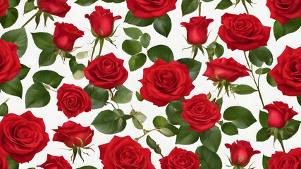 seamless pattern with red roses, roses in a garden, Red roses white background, roses wallpaper