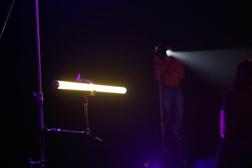 Vibrant view of studio lights on a stage