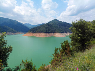 Lake in the mountains. Pantà de Susqueda. Spain