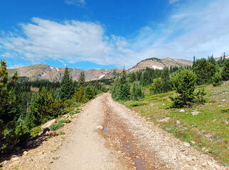 Fototapeta na wymiar Dirt road in the mountains. Rollins Pass (Colorado)