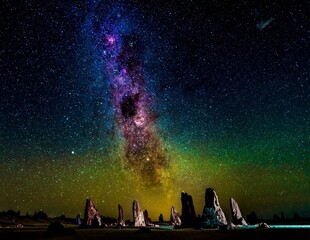 Stunning night sky featuring a Milky Way from The Pinnacles in Western Australia