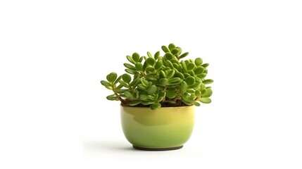 Crassula green plant pot isolated crassula ovata white background AI generated art