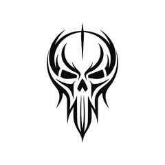 Minimalist abstract skull with ornament.