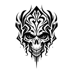 Minimalist abstract skull with ornament.