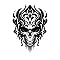 Minimalist abstract skull with ornament.