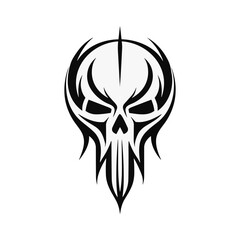 Minimalist abstract skull with ornament.