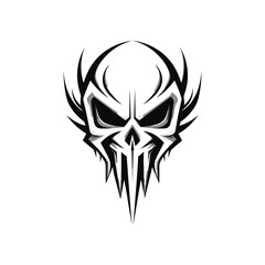 Minimalist abstract skull with ornament.