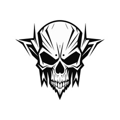 Minimalist abstract skull with ornament.