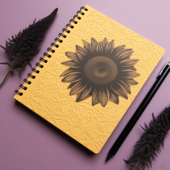 A sunflower yellow notebook with a jet-black lace
