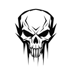 Minimalist abstract skull with ornament.