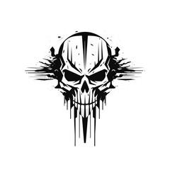 Minimalist abstract skull with ornament.