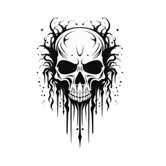 Minimalist abstract skull with ornament.