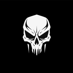 Minimalist abstract skull with ornament.