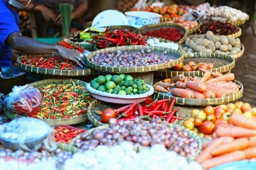 Food market in Lombok Island, Indonesia