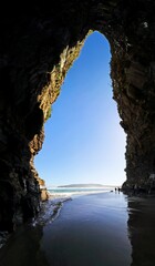 Scenic view of Cathedral Cove in New Zealand