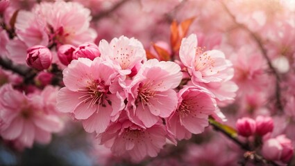 cherry flowers in full bloom on an early fall day in a garden