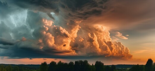 clouds in the sky are very colorful