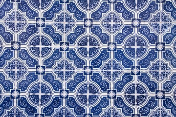     Azulejos in Portugal, blue background
