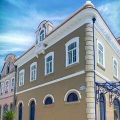 Obraz premium Aveiro, in Portugal, old houses on the canal