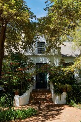 Vertical shot of Muratie wine estate in Stellenbosch South Africa