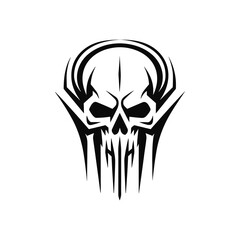 Minimalist abstract skull with ornament.