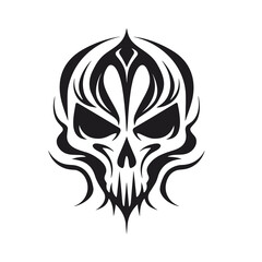 Minimalist abstract skull with ornament.