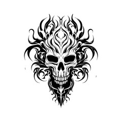 Minimalist abstract skull with ornament.