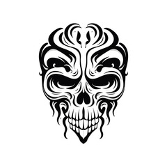 Minimalist abstract skull with ornament.