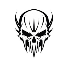 Minimalist abstract skull with ornament.