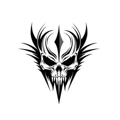 Minimalist abstract skull with ornament.