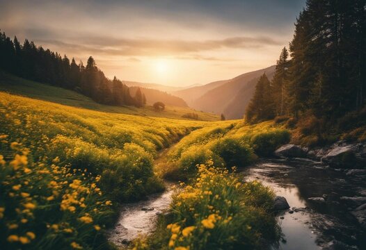 AI generated illustration of A lush green field on a sunny day