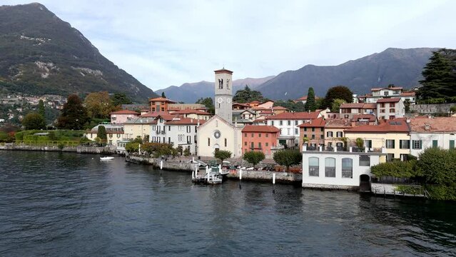 AERIAL - View of Torno, Lake Como