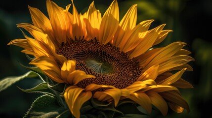 AI generated illustration of a vibrant yellow sunflower under the sunlight