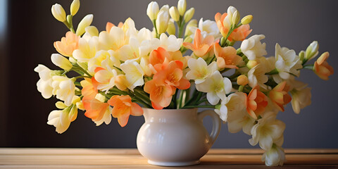 daffodils in vase,Dried flower sketch plant hand,Spring Flowers,Bouquet of fresh spring flowers,Mixed Freesia and Tulip Bouquet,Floral Elegance: Daffodils in Vase, a Burst of Springtime Beauty,