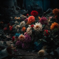 Resilient Life: Blooms Among Trash