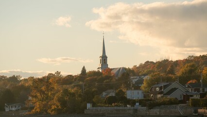 Picturesque view of Neuville, Quebec during sunset © Wirestock