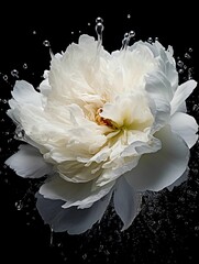 AI generated illustration of a single white flower floating on top of a water bubbles