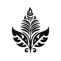 Minimalist abstract leaf with ornament.