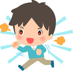 興奮した様子で走る男性、暴走