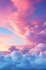 Foto op Canvas AI generated illustration of fluffy blue and pink clouds at sunset © Wirestock