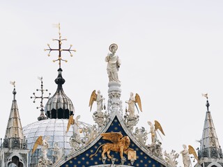 Closeup of a sculpture at San Marco basilica at Venice, Italy