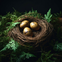 Birds’ eggs in a nest