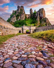 Scenic landscape of the Belogradchik Rocks in Bulgaria with impressive rock formations
