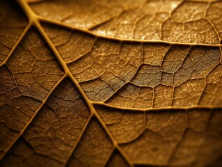 AI generated illustration of a macro view of a dry leaf for textures and overlays