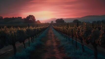 Obraz premium AI generated rural landscape sunset over an trees