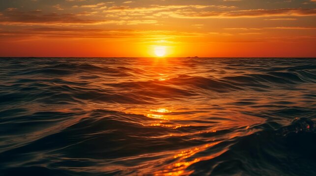 AI generated image of sea waves during sunset