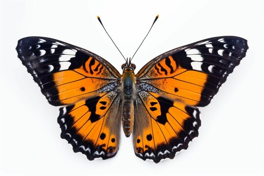 AI generated illustration of Danaus chrysippus butterfly isolated on white background